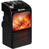 KESSER® Steckdosen Heizlüfter Energiesparend Mini mit Kaminfeuereffekt Fernbedienung LCD Display Keramik Heizung mit Thermostat 400W - Temperaturregelung Timer Büro Badezimmer Schlafzimmer