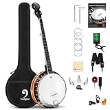 Vangoa Banjo-Set für Anfänger, 5-saitig, mit Remo-Kopf, Mahagoni-Resonator, geschlossener Rücken, Premium-Tasche für Erwachsene, Teenager, Anfänger