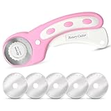 Rollschneider Stoff, 1x 45MM Pink Rollschneider Mit 5 Klingen, 16.5×6cm Geschenkpapier Schneider, Stoffschneider, Rollschneider Für Präzises Schneiden Von Stoff Und Geschenkpapier