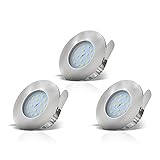 B.K.Licht - 3er Set LED Bad Einbaustrahler 230V flach, warmweiße Lichtfarbe, Lochmass 60mm, LED Spot, Deckenspots, Spots, Einbauleuchten, Einbauspots, Badezimmer, 75x30 mm, Matt-Nickel