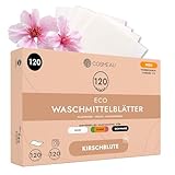 Cosmeau Waschmittel Blätter Kirschblüte - bis zu 120 Waschgänge (120 Blätter) - Nachhaltiges Waschmittel für Weiß, Farbe und Schwarz - Plastikfrei, Abbaubar & Perfektes Reisewaschmittel