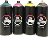 KLAMOTTEN STORE Double A Sprühdosen Set CMYK Farben 4 x 400 ml hochdeckendes Spray seidenmatt für Kunst, Atelier, KFZ