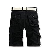 Caxndycing Cargo Shorts Herren Einfarbig Oversized Kurze Hosen Casual Bermuda Sommerhose Arbeitshosen mit Multi Taschen Outdoor Wanderhose Atmungsaktiv Sporthose Laufshorts