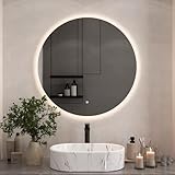 Planetmöbel NOVA Spiegel mit Beleuchtung Ø 80cm, moderner Wandspiegel rund für Badezimmer, Flur oder Garderobe, Spiegel Rahmenlos mit einfacher Montage