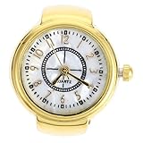 LABRIMP Digitale Ringuhr für Damen und Herren Mini Quartz Uhr mit Großem Display Goldfarbener Schmuckring Accessoire für Stilbewusste Frauen und Mädchen
