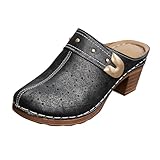 Damen Plateau Sandaletten Mit Blockabsatz Geschlossen Keilsandalen Slip-On Sandaletten Hohl Round Toe Römersandalen Bohemian Strandsandalen Atmungsaktiv Sommersandalen Bequem Damensandalen