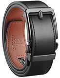 JUKMO 1.5“ (38mm) Leder-Ratschengürtel für Männer in Geschenkbox (Schwarz, Medium)