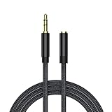 Klinke Audio Verlängerungskabel 3M Aux Kabel Nylon 3.5mm, Klinke Verlängerung Kopfhörer Verlängerungskabel, Schwarz Erweitertes Headset Kabel für Handy, Lautsprecher, Tablets, PC Und Autoradios