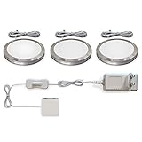 B.K.Licht - 3er Set Unterbauleuchte mit Kabelschalter, warmweiße Lichtfarbe, je 1,8W, Unterbaulampe Küche, LED Lichtleiste Küche, Schrankbeleuchtung, LED Lampe, 5,9x0,95 cm, Aluminiumfarbig