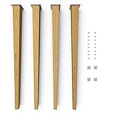 Sossai Tischbeine aus Massivholz Eiche mit Öl-Finish, Clif Square HMF3, 71 cm hoch, eckig, gerade Ausführung, für Stühle, Tische