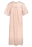 Maan Store Damen-Nachthemd mit V-Ausschnitt und Blumenstickerei, kurze Ärmel, Nachthemd, pfirsich, 10-12