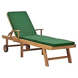 Xichuzi Sonnenliege mit Auflage Massivholz Teak Grün, Gartenliege, Liegestuhl, Sonnenstuhl, Sonneninsel Outdoor, Liegen, Gartenmöbel, Bäderliege, Relaxliege - 48024