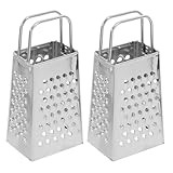 Lurrose Edelstahl Käsereibe 2 Stück Vierkantreibe Kleiner für Gemüse und Käse Handliche Küchenreibe für Alltag und Reise