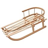 Best For Kids Holzschlitten für Kinder mit Rückenlehne Rodelschlitten Davoser aus Holz