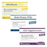 Scherztabletten im 3er Set, Tabletten als Geburtstagsgeschenk. Idiotikum Akut, Anti Chaos, Anti Aggressivum. Spaß, gute Laune, Kollegen, Mann und Frau. Schoko Drops