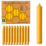 Figura Santa® BAUMKERZEN 20x Premium Kerzen aus 100% reinem BIENENWACHS - Bienenwachskerzen Geburtstagskerzen Christbaumkerzen H10 Ø1,25 cm ca. 2.5 h Brenndauer/Kerze