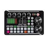 Live Soundkarte und Audio Interface mit DJ Mixer Effekte und Voice Changer, F988 Bluetooth Stereo Audio Mixer für Live Youtube Streaming, PC, Recording Studio und Gaming'