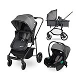 Bebeconfort Haze Trio, Kinderwagen 3-in-1 Komplettset, 0–4 Jahre, max. 22 kg, 2-in-1-Sitzeinheit, wendbarer und leichter Baby-Kinderwagen, i-Size-Babyschale, kompakt zusammenklappbar, Tinted Stone