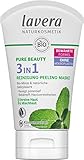 lavera, PURE BEAUTY 3in1 Reinigung Peeling Maske reinigt porentief bekämpft Hautunreinheiten Naturkosmetik vegan 125ml, weiß