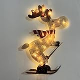 Weihnachtsbeleuchtung Rentier mit Schlitten LED Weihnachtsdeko Außen Lichtern Rentier Weinachtsdekorationen 36,5 x 29,6 cm, Acryl, Wohnung, Doppelseitiger Druck