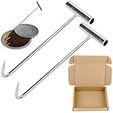 2 Stück Kanaldeckelheber Schwerlast-Hebehaken, Kanaldeckelhaken, Edelstahl Kanalhaken Schachthaken, 30CM Gullideckel Haken, Schachtdeckelheber Schachtdeckelhaken, Silber