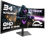 Vibox 34 Zoll 180Hz Ultrawide Curved Gaming-Monitor – UWQHD Auflösung, 1ms, Adaptive Sync, HDMI & DisplayPort