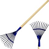 alles-meine.de GmbH Kinder - Laubrechen/Grasharke - Rechen/Harke - aus Holz & Metall - blau - 81 cm lang - stabile Gartengeräte/Gartenset - Kinderharke Laubbesen Fächerbese..