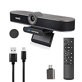 TONGVEO 4K Webcam mit Mikrofon und Lautsprecher, 4X Digitalzoom, ePTZ Videokonferenz Webkamera mit Fernbedienung, für Desktop,AI-Auto-Framing, Streaming, Homeoffice, Kamera für Zoom, Skype