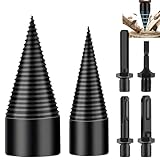 HOVCEH Bohrkegel Holzspalter, 45mm + 32mm Holzspalter Schraube Kegel, Brennholzspalter Bohrer, HolzspalterBohrer Set mit 4pcs Bohrgriffe für Schlagschrauber, Bohrmaschine Stufenbohrer, Kegelbohrer