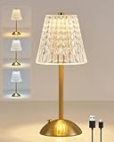 HARPER LIVING Wiederaufladbare Tischlampe, LED Schreibtischlampe mit Akku, Dimmar & 3 Farben Nachttischleselampe in Poliertem Gold, Kabellose Touch-Lampe für Schlafzimmer Wohnzimmer Bar Restaurant