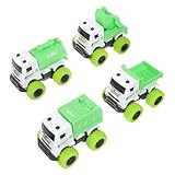 POPETPOP 4 Stück Teiliges Friktions Müllwagen für Robustes Sanitation Truck Modell Farbenfrohes Friktionsauto für Kleinkinder Fördert Kreativität und Hand Augen Koordination