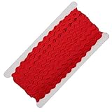 25m Zackenlitze Borte Zick-Zack-Borte auf Karte, 5/9mm breit, Viskose, waschbar, 15 Farben, Farbe:rot