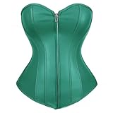 YONGHONGKEJI Corsage Damen,Damen Kunstleder Bustier Steampunk Korsett mit Stäbchen Crop Top Bh mit Reißverschluss Pu Modisch Party Clubwear Schick Schwarz Sexy Shaper Weste Karnevalskostüm Grün