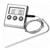 Digitales Bratenthermometer, Ofenthermometer, Fleischthermometer Digital, Meat Thermometer, Grill Thermometer Digital, Grillthermometer Küchen Thermometers mit Timer für BBQ, Ofen, Braten, Grill