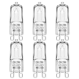Flaspar G9 Halogen Leuchtmittel, Halogen 25W Warmweiß Dimmbar 230V 2800K Halogenlampen, G9 Kapsel Glühbirnen Nicht Flimmern, für Backofenlampe, Deckenleuchten, Leuchter, 6 Stück