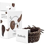 Bellody® Original Haargummis - Stylisch geflochtener Haargummi mit starkem Halt (4er Set - Mocha Brown) - Damen Haarschmuck in Hell Braun