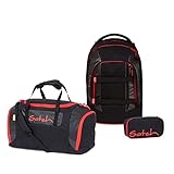 satch Pack Schulrucksack Set 3tlg. mit Sporttasche und Schlamperbox (Fire Phantom)