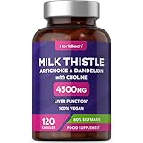 Mariendistel Artischocke Löwenzahn Komplex 4500mg | 120 Vegane Kapseln | Hochdosiert mit 80% Silymarin | von Horbaach