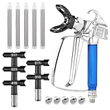 Filhome 12pcs Airless Pistole 3600 PSI Hochdruck Airless Farbsprühgerät mit 5 Airless Düse mit Spitzendichtung und 5 Airless-Lackpistolenfilter für Airless Farbsprühsysteme (211,313,415,517,623)