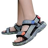 Sandalen Junge 24, Trekkingsandalen Kinder Jungen Breite Füße Sandalen Peeptoes Sommerschuhe Kindersandalen Sandaletten rutschfeste Sommer Wassersandalen Outdoorschuhe Barfußschuhe, Grau, 36