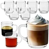 My-goodbuy24 Teegläser mit Henkel, 6er Set Gläser, Kaffeegläser 250 ml, Trinkgläser, Perfekte Größe für Tee, Kaffee, Wasser, Eistee, Saft, Glühwein, Kalte und Heiße Getränke, stapelbares