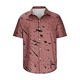 DUHENWU Herrenhemd Mit 3D-Druck Retro Rose Kurzarmhdmd Slim Fit Revershemden Sommer Regular Button Strandhemd Lässige Hawaii Oberteile Atmungsaktiv Sommerhemd Männer Outdoor Fischerhemd