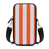 Jubonexis Handytasche / Smartphone-Tasche mit verstellbarem Riemen, Weiß und Orange gestreift