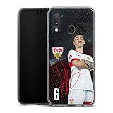 Silikon Hülle kompatibel mit Samsung Galaxy A20e Case transparent Handyhülle VfB Stuttgart Angelo Stiller Offizielles Lizenzprodukt