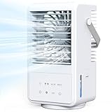 Mobiles Klimaanlage, Klimagerät Tragbare 1000ML Air Cooler 4 in 1 Persönlich Ventilator,2/4H Timer, 3 Geschwindigkeiten, 90°Oszillation.