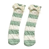 Generisch Halterlose Strümpfe Muster gemütlich, warm, weich, mit Schleife, flauschige Hausschuhsocken Strümpfe Socken Herren (E, One Size)