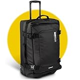 Isar Gear® Koffer mittelgroß mit 2 Rollen (60x40x20cm) - Leichter Reisekoffer 24' aus Stoff - Reisetrolley 48l als Rollkoffer - Weichschalenkoffer (Softcase Stoffkoffer) in Schwarz mit Rollen
