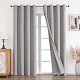 CUCRAF Gardinen Leinenoptik blickdichte vorhänge mit Ösen Wohnzimmer Schlafzimmer,Verdunklungsvorhänge Leinen Vorhang blickdichte Grauweiß H245 x B140 cm 2er Set,Thermovorhang verdunkelungsvorhang