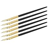 JOINPAYA 6 Stück Pack Kalligrafiefederhalter mit Metallfeder Goldener Federhalter für Flüssige Tinte Künstler Federhalter für Feine Linien und Professionelle Kalligrafie