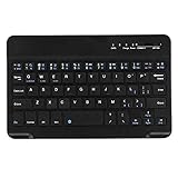 Cuifati Drahtlose Tastatur, 7-8 Zoll Slim Light Aluminiumlegierung Tragbar Kompatibel für Smartphone/Pad/Laptop/Desktop, Drahtlose Bluetooth-Tastatur für Android Schwarz